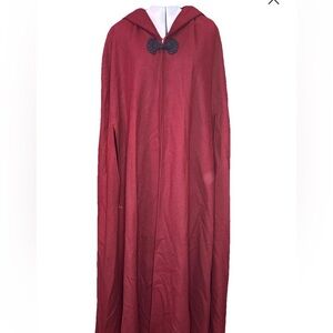 Vintage Dior Wool Burgundy Cape with Black Accents and Hood